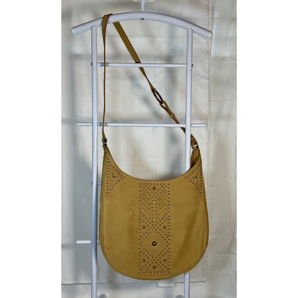 Frye Sand Leather Studded Hobo Crossbody Bag DB591 NWT $498